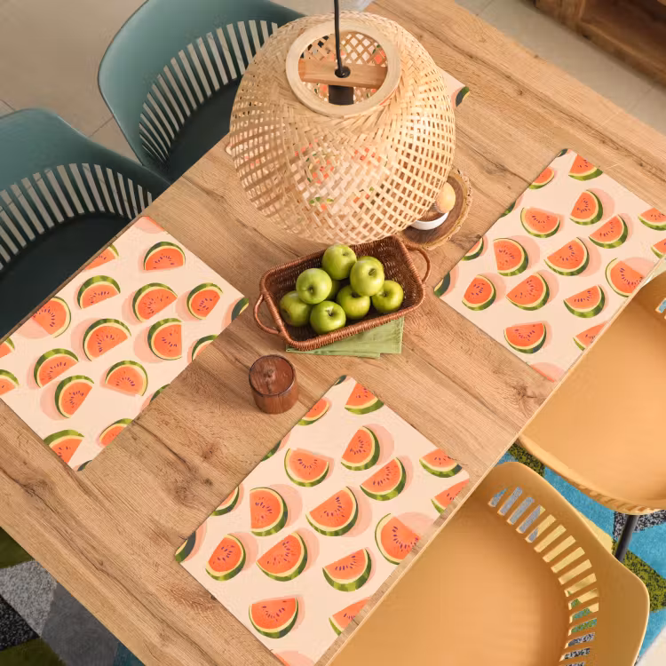 Placemat vinyl - Watermeloen - Schijfjes - Pitten - Rood — 3