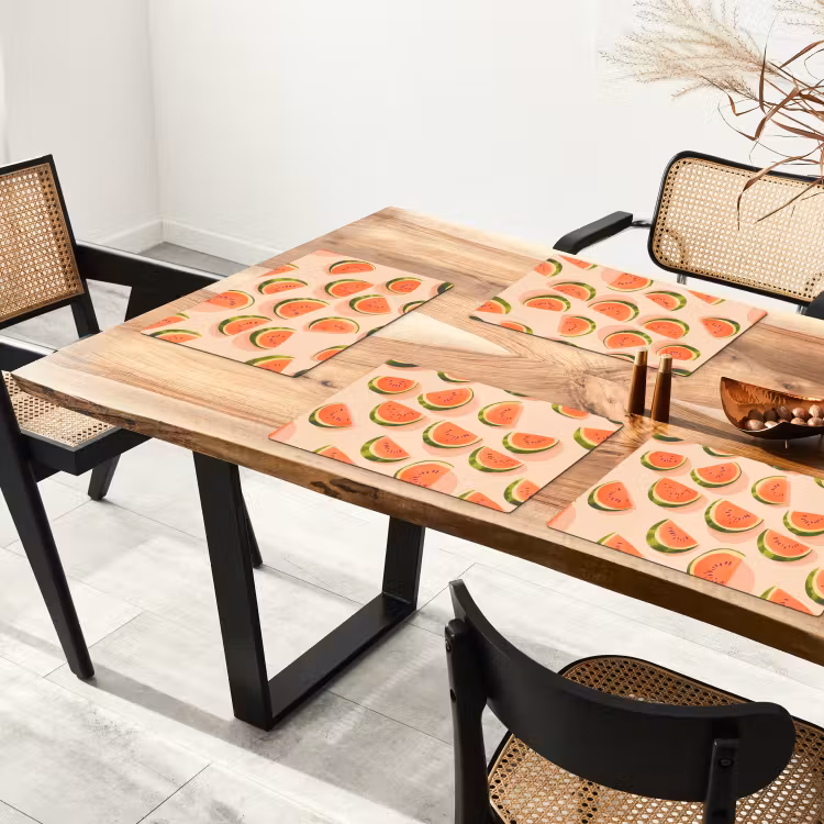 Placemat vinyl - Watermeloen - Schijfjes - Pitten - Rood — 4