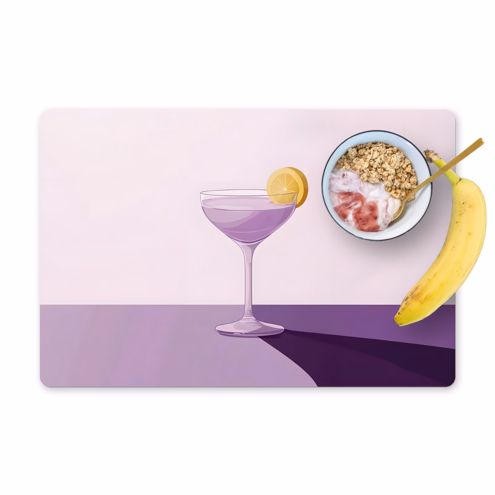 Placemat vinyl - Cocktail - Paars - Minimalistisch - Citroen — 1