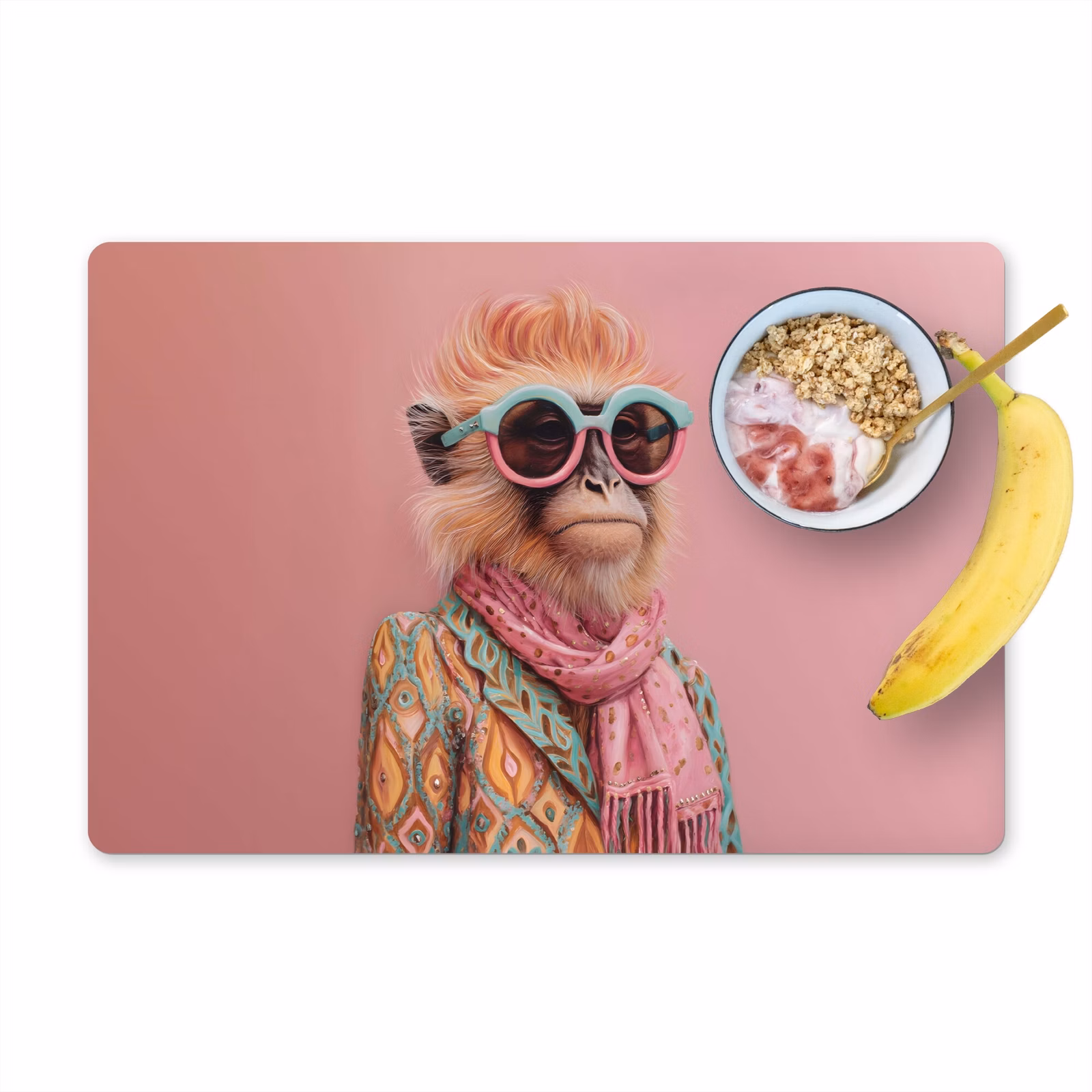 Placemat vinyl - Sjaal - Aap - Zonnebril - Jasje — 1