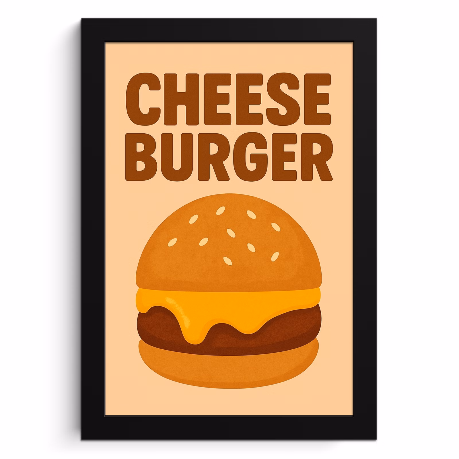 Poster met lijst - Cheeseburger - Minimalistisch - Geel — 1