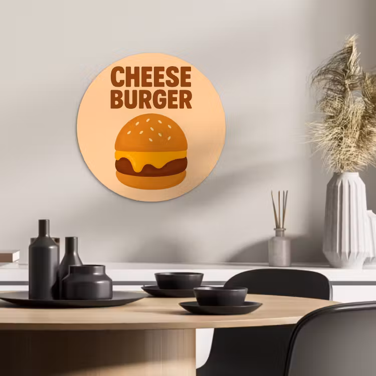 Muurcirkel - Cheeseburger - Minimalistisch - Geel — 2