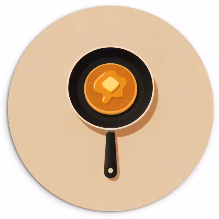Muurcirkel - Pannenkoek - Koekenpan - Boter - Minimalistisch — 1