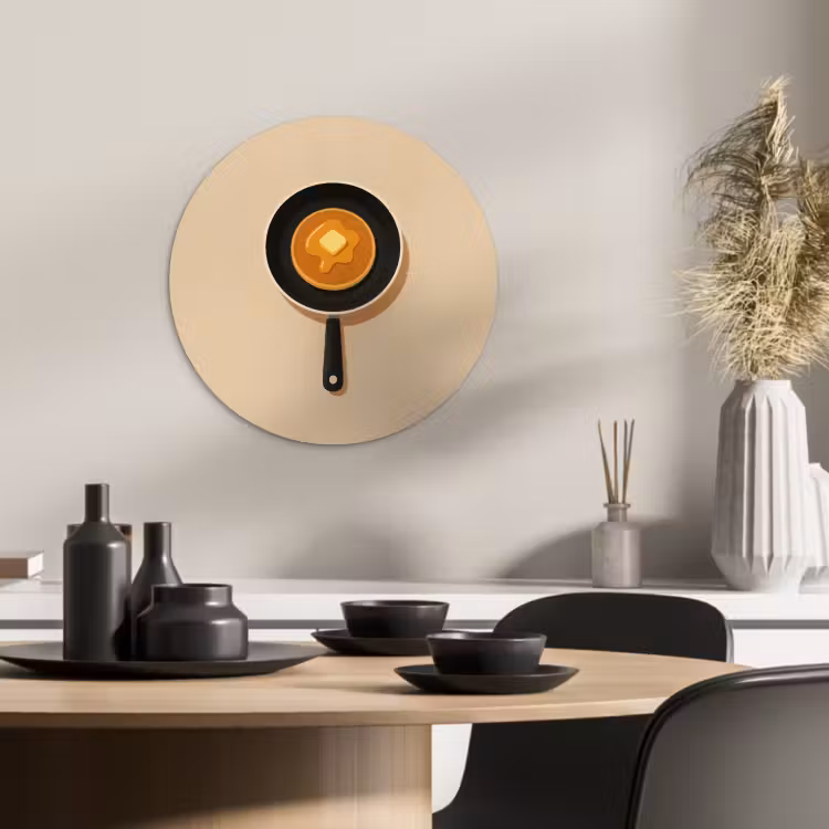 Muurcirkel - Pannenkoek - Koekenpan - Boter - Minimalistisch — 2