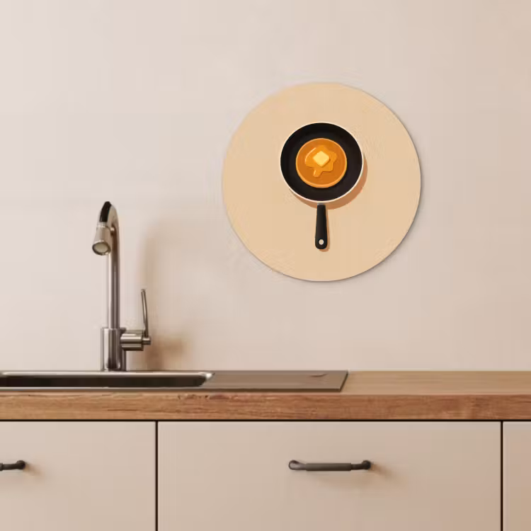 Muurcirkel - Pannenkoek - Koekenpan - Boter - Minimalistisch — 3