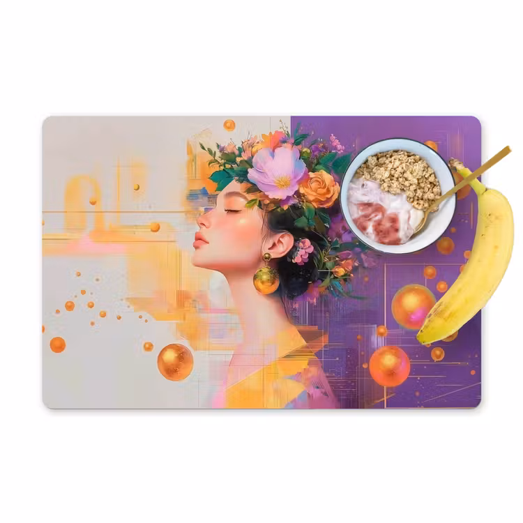 Placemat vinyl - Abstract - Vrouw - Bloemenkroon - Goud — 1
