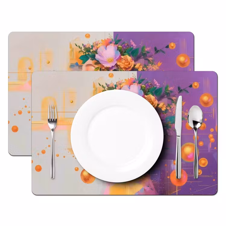 Placemat vinyl - Abstract - Vrouw - Bloemenkroon - Goud — 2