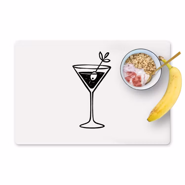 Placemat vinyl - Cocktail - Glas - Olijf - Minimalistisch — 1