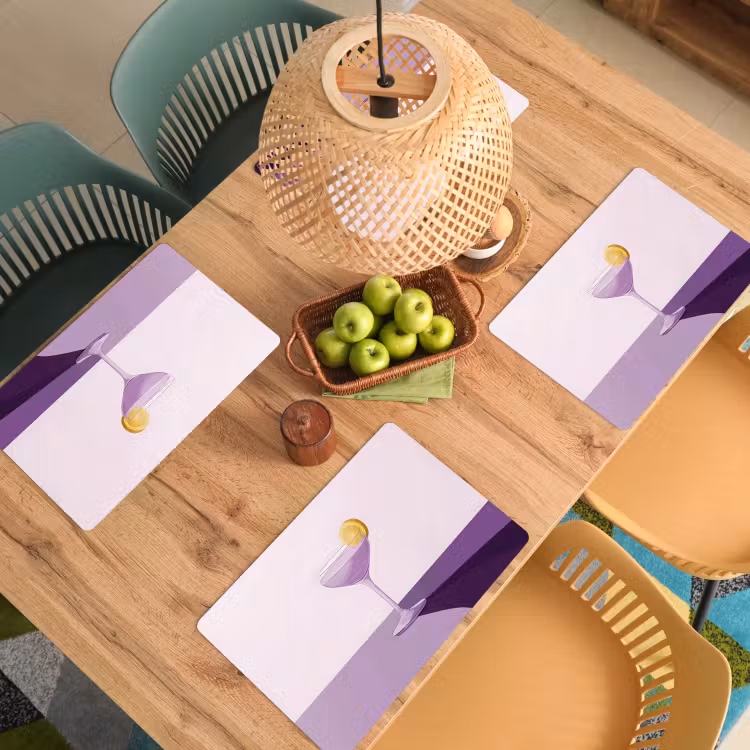 Placemat vinyl - Cocktail - Paars - Minimalistisch - Citroen — 3