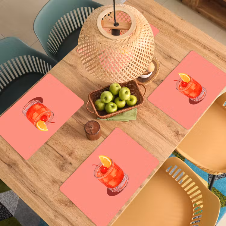 Placemat vinyl - Glas - Ijsblokjes - Citroen - Kers — 3