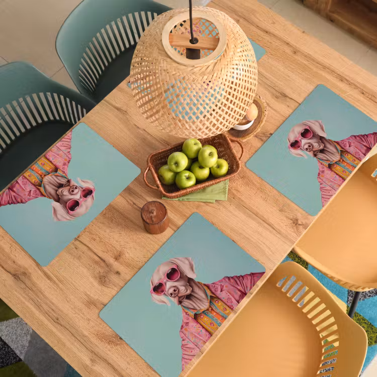 Placemat vinyl - Hond - Overhemd - Bloemen - Bril — 3