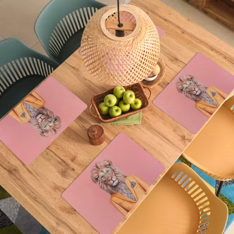 Placemat vinyl - Leeuw - Pak - Geruit - Bril — 3