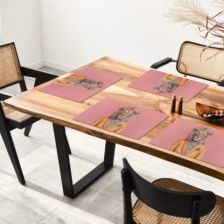 Placemat vinyl - Leeuw - Pak - Geruit - Bril — 4
