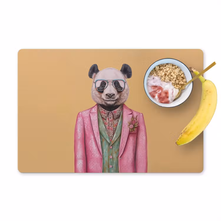 Placemat vinyl - Panda - Pak - Zonnebril - Blauw — 1