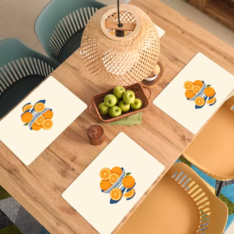 Placemat vinyl - Schaal - Minimalistisch - Oranje - Sinaasappels — 3
