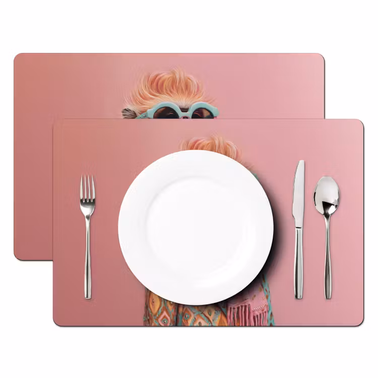 Placemat vinyl - Sjaal - Aap - Zonnebril - Jasje — 2
