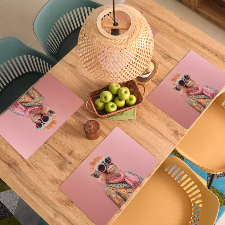 Placemat vinyl - Sjaal - Aap - Zonnebril - Jasje — 3