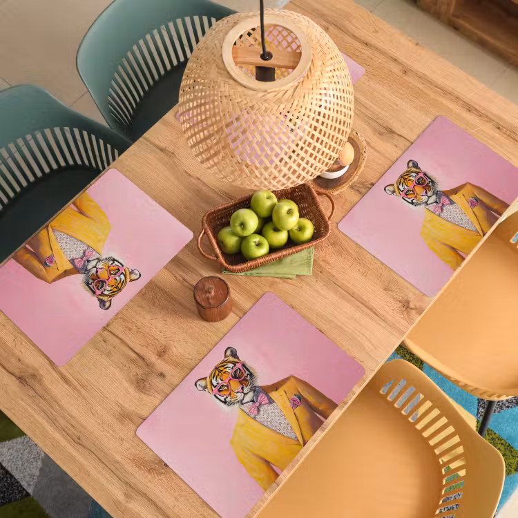 Placemat vinyl - Tijger - Bril - Geel - Jasje — 3
