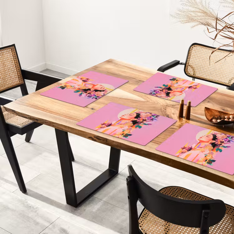 Placemat vinyl - Vrouw - Bloemen - Paars - Abstract — 4