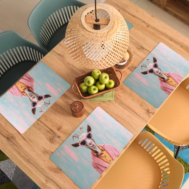 Placemat vinyl - Zonnebril - Roze - Geit - Horen — 3