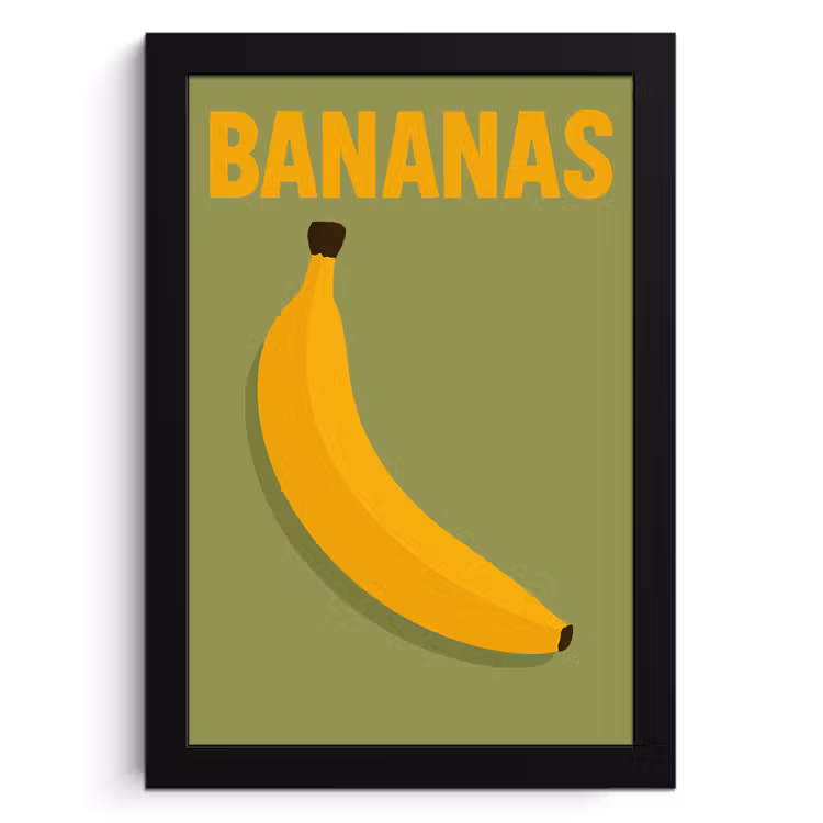 Poster met lijst - Banaan - Minimalistisch - Geel — 1