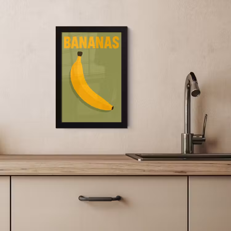 Poster met lijst - Banaan - Minimalistisch - Geel — 2