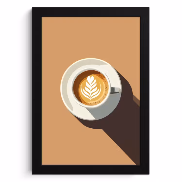 Poster met lijst - Cappuccino - Kop - Schotel - Minimalitisch — 1