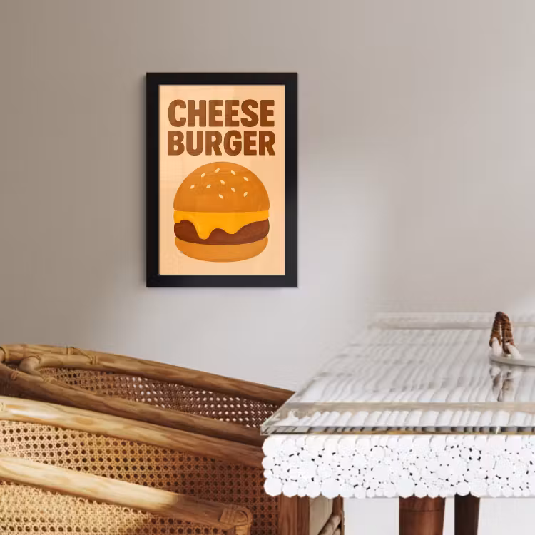 Poster met lijst - Cheeseburger - Minimalistisch - Geel — 4