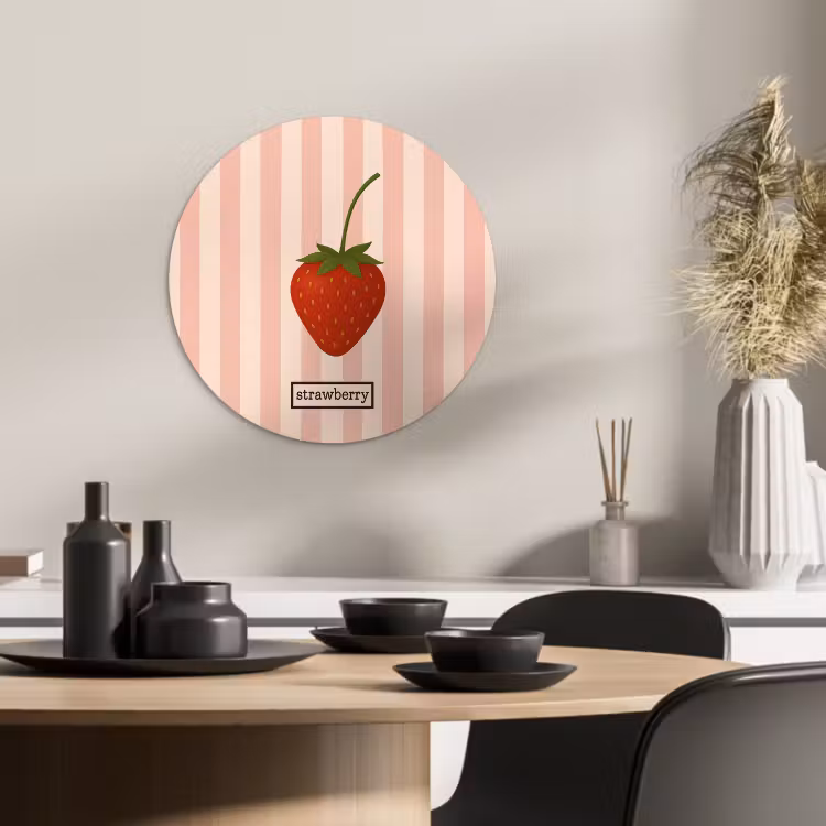 Muurcirkel - Aardbei - Strepen - Minimalistisch - Rood — 3