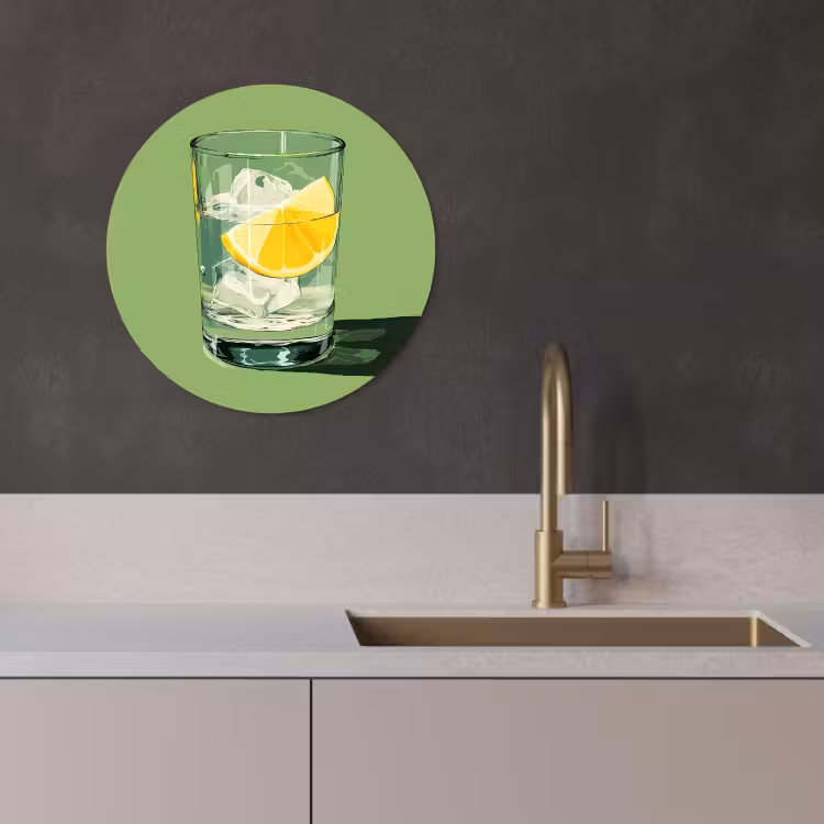 Muurcirkel - Glas - Citroen - Ijsblokjes - Groen — 1
