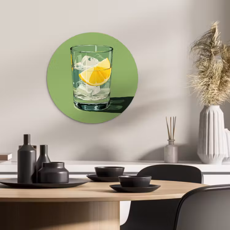 Muurcirkel - Glas - Citroen - Ijsblokjes - Groen — 4