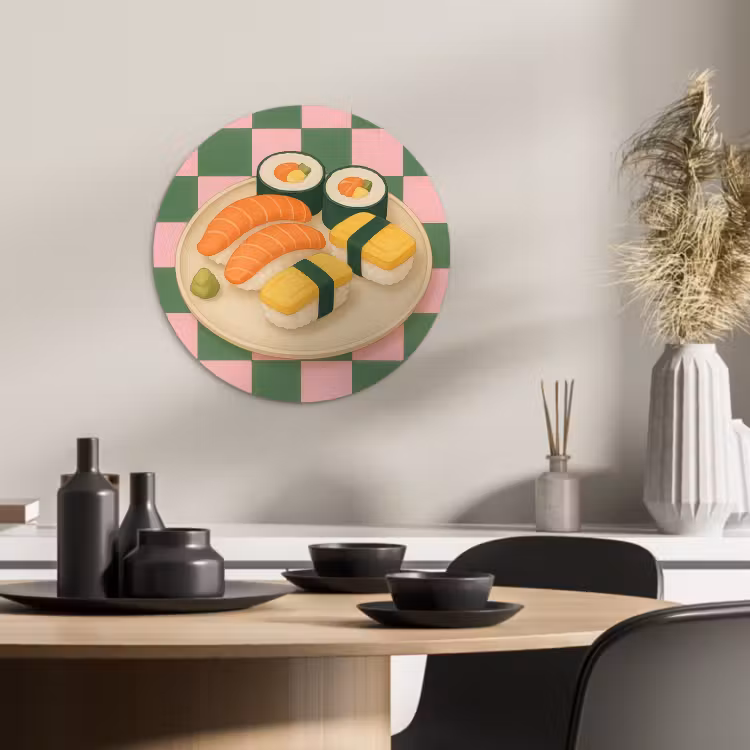 Muurcirkel - Sushi - Bord - Geblokt - Groen — 1