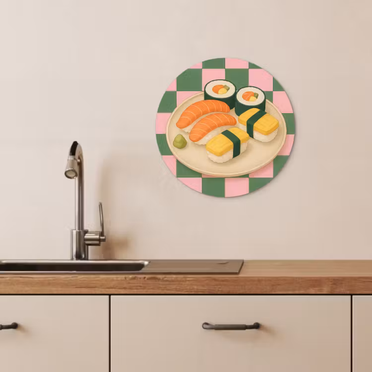 Muurcirkel - Sushi - Bord - Geblokt - Groen — 2