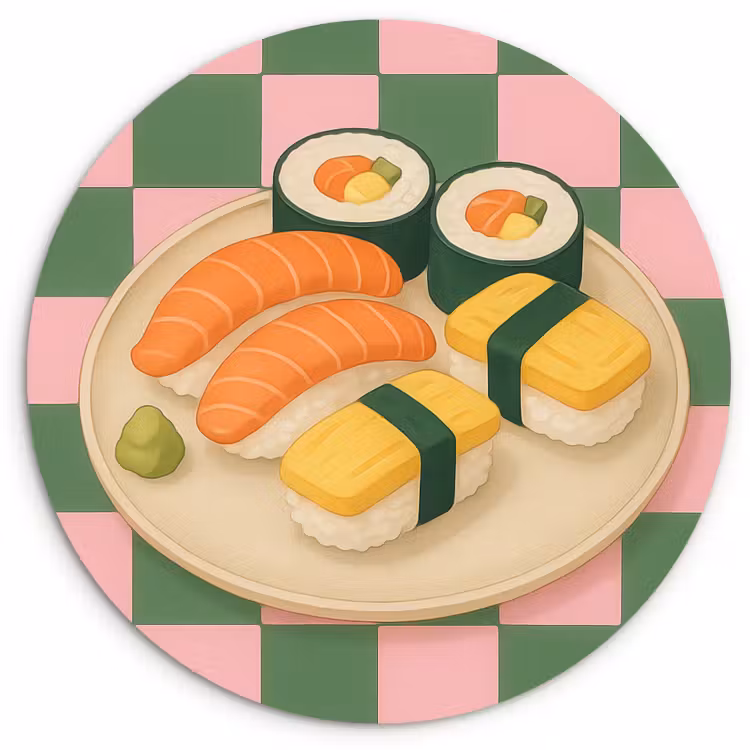 Muurcirkel - Sushi - Bord - Geblokt - Groen — 3