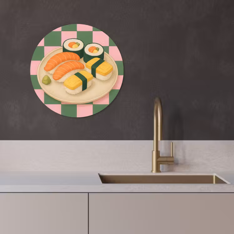 Muurcirkel - Sushi - Bord - Geblokt - Groen — 4