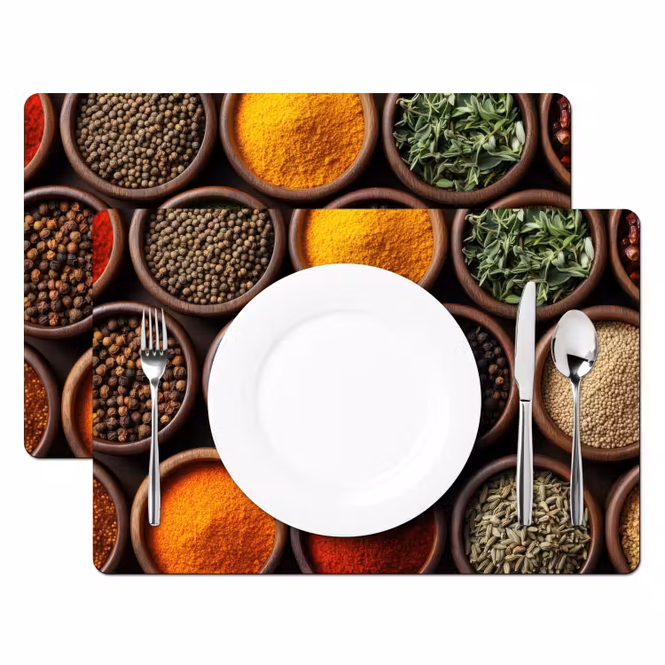 Placemat vinyl - Bakjes - Hout - Kruiden - Kleurrijk — 2