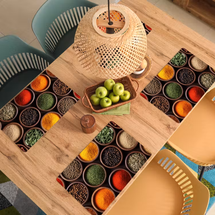 Placemat vinyl - Bakjes - Hout - Kruiden - Kleurrijk — 3