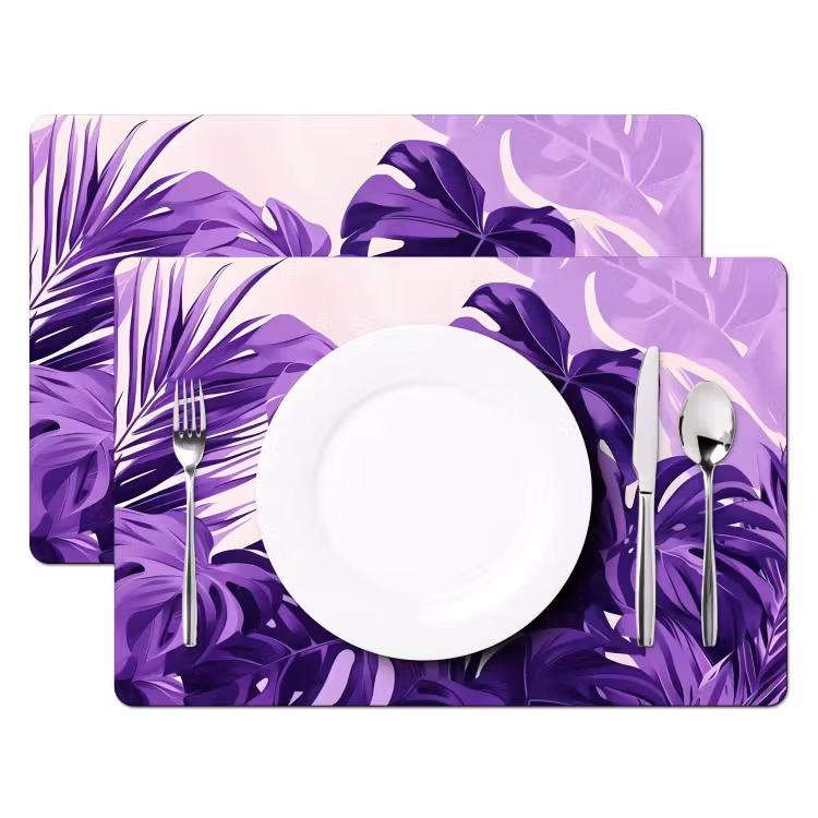 Placemat vinyl - Bladeren - Paars - Tropisch - Abstract — 2