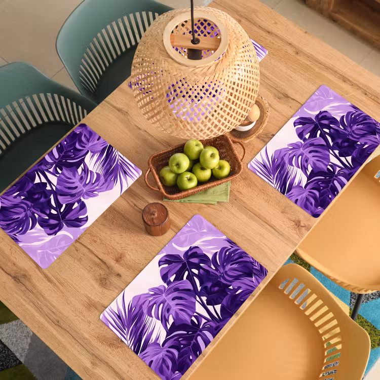 Placemat vinyl - Bladeren - Paars - Tropisch - Abstract — 3