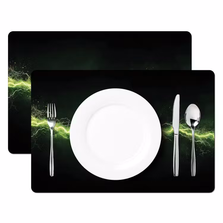Placemat vinyl - Elektriciteit - Lijn - Vonken - Groen — 2