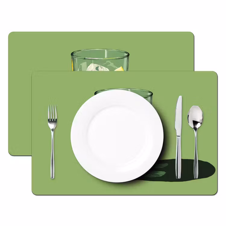 Placemat vinyl - Glas - Citroen - Ijsblokjes - Groen — 2