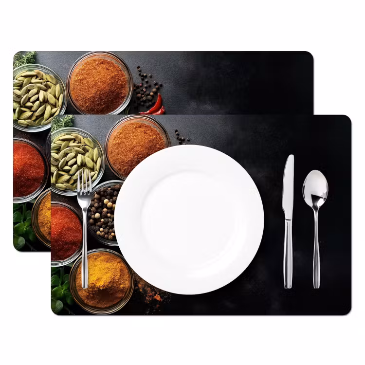 Placemat vinyl - Glazen - Bakjes - Blaadjes - Kruiden — 2