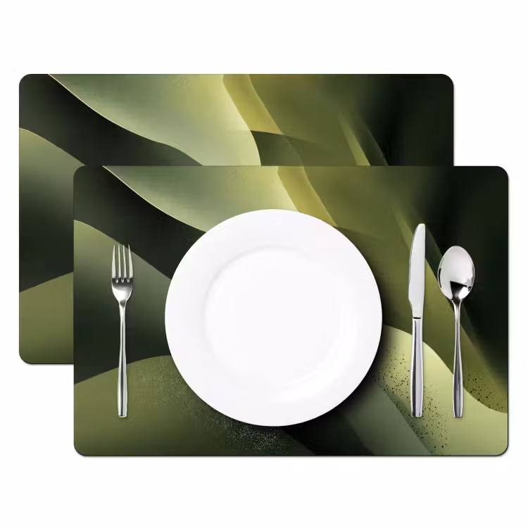 Placemat vinyl - Golven - Abstract - Heuvels - Groen — 2