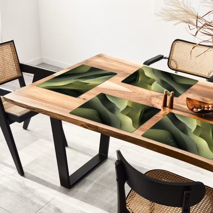 Placemat vinyl - Golven - Abstract - Heuvels - Groen — 4