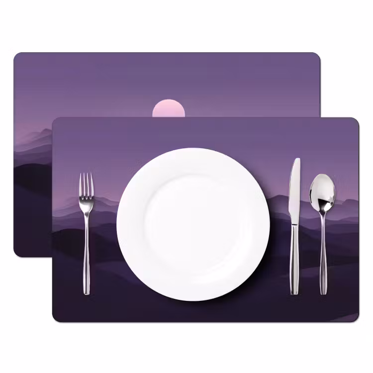 Placemat vinyl - Heuvels - Paars - Mist - Zon — 2