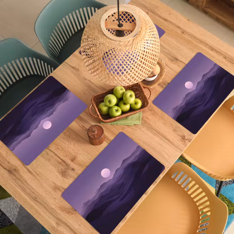 Placemat vinyl - Heuvels - Paars - Mist - Zon — 3