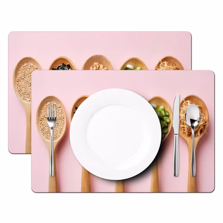 Placemat vinyl - Ingrediënten - Lepels - Hout - Roze — 2