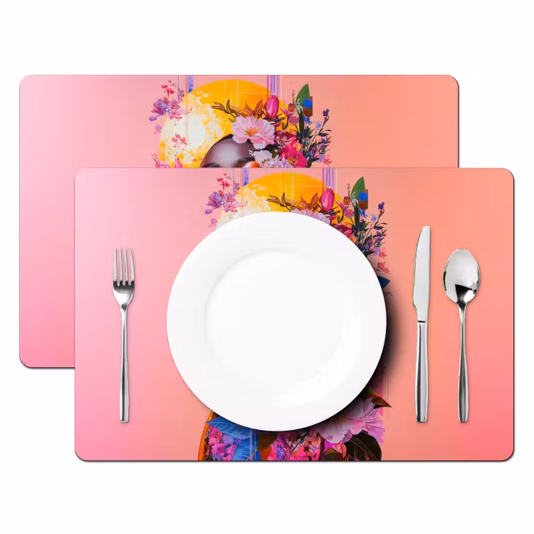 Placemat vinyl - Kleurrijk - Bloemen - Vrouw - Zon — 2