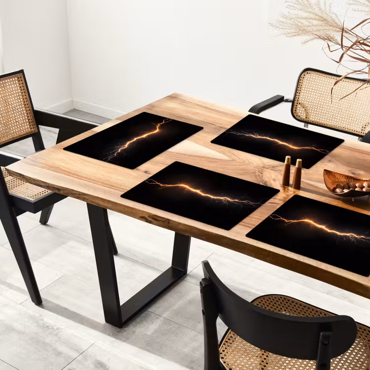 Placemat vinyl - Oranje - Bliksemflits - Licht — 4