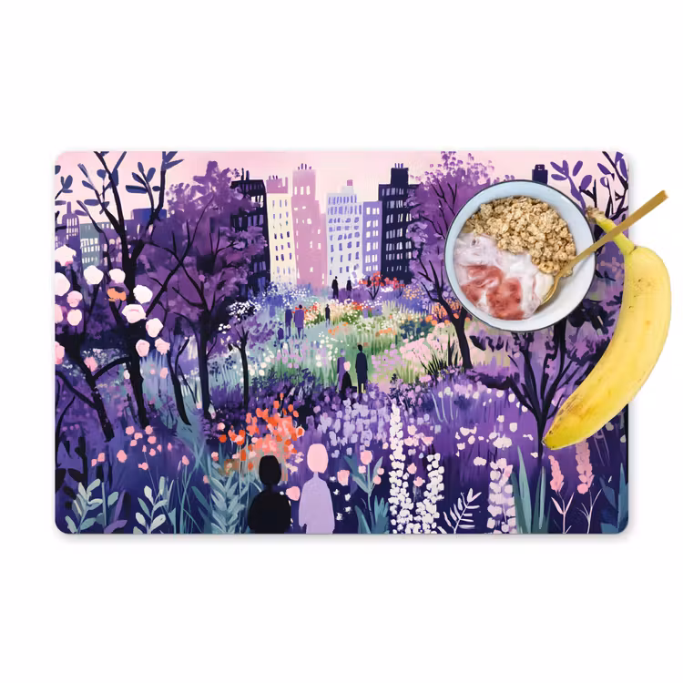 Placemat vinyl - Park - Bomen - Bloemen - Gebouwen — 1